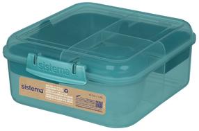 Pārtikas trauks Sistema Bento Cube, 1.25 l, 18.5 cm x 16.8 cm, zila krās./zaļa krās.