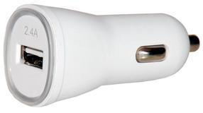 Auto telefona lādētājs Techly, USB, balta krās.
