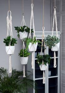 Pakabinamas gėlių vazonas OTE Plant Holder OTE-DEKO-PLANTHOLDER-MIX1, virvė, balta sp.