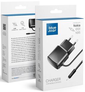 Telefona lādētājs BlueStar Travel Charger, Nokia 2mm, 113 cm, melna krās.