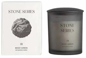 Svece, aromātiskā Homla Stone 01 Mossy Carbon, 45 h, 290 g, pelēka krās.