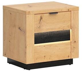 Naktinis staliukas S467-KOM2S-DASN/CABL, ąžuolo sp./juoda sp., 51.5 cm x 42 cm x 54 cm