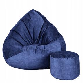 Sėdmaišis su pufu Sako Mega Premium Terra Velour XXL, mėlyna sp.