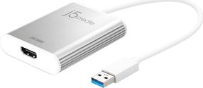 Адаптер j5create JUA354 USB Type-A Male, HDMI Female, серебристый цв.