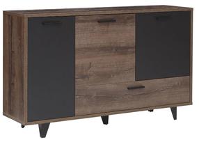 Komoda Forte Baveno BVNK332-N09, tamsiai pilka sp./tamsaus ąžuolo sp., 93 cm x 155 cm x 42 cm
