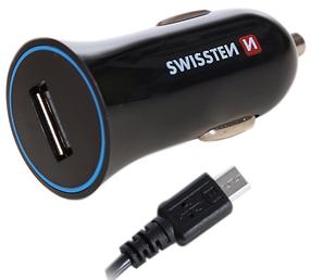 Automobilinis įkroviklis Swissten, Micro USB/USB, juoda sp.