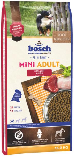 Sausas šunų maistas Bosch PetFood Mini Adult With Lamb & Rice, 15 kg