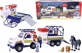 Mänguasja veoauto Simba Fireman Sam Vet 4X4 With Trailer 925-2624, valge v./sinine v./punane v.