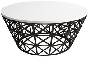 Kavos staliukas Kalune Design Stil Metal Ferforje, balta sp./juoda sp., 90 cm x 90 cm x 38 cm