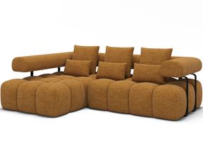 Kampinė sofa Levvi, geltona sp., 184 x 260 cm x 102 cm