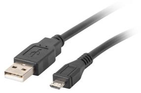 Laidas Lanberg USB-A - microUSB CA-USBM-10CC USB 2.0 A male, Micro USB 2.0 B male, 0.3 m, juoda sp.