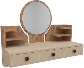 Kosmetinis staliukas Kalune Design Polina 550ARN2761, pušies sp/smėlio sp., 75 cm x 36.8 cm x 90 cm