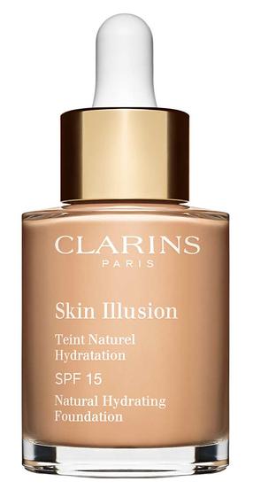 Šķidrā grima bāze Clarins Skin Illusion Natural Hydrating Foundation, SPF 15, gaiši brūna krās., 108.3 organza, 30 ml