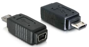 Adapteris Delock 65063 Mini USB 5 pin female, Micro USB B male, melna krās.