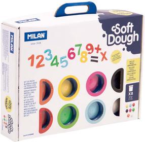 Plastilīna komplekts, ar piederumiem Milan Soft Dough Lots Of Number, balta krās./melna krās./sarkana krās.