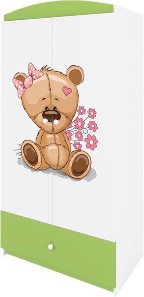 Vaikiška spinta Kocot Kids Babydreams Teddybear Flowers, balta sp./žalia sp., 90 cm x 52 cm x 175.5 cm