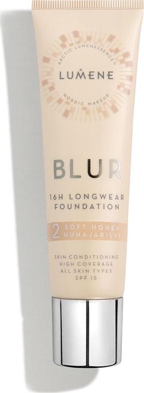 Skystas makiažo pagrindas Lumene Blur, SPF 15, smėlio sp., 2 soft honey, 30 ml