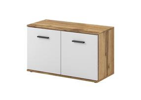 Batų dėžė Santo, ąžuolo/balta, 80 cm x 35 cm x 46 cm