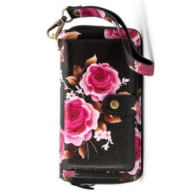Evelatus Eco Leather Zipper Wallet magnetilise telefonifikseeringuga & käerihm Flower Must