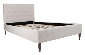 Lova dvigulė Home4you Emilia 28807, 140 x 200 cm, smėlio, be čiužinio, su grotelėmis