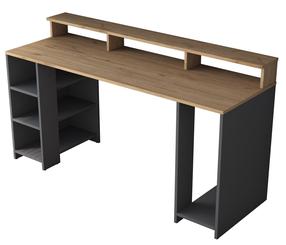 Rakstāmgalds un plaukts Kalune Design HA110 - 2629, 160 cm x 55 cm, 89.5 cm, antracīta krās./valriekstu krās.