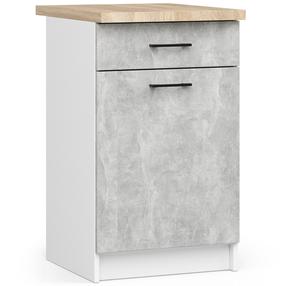 Apatinė virtuvinė spintelė Akord Furniture Factory Oliwia S50 SZ1, balta sp./pilka sp., 46 cm x 50 cm x 85 cm