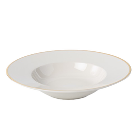 Тарелка суповая Quality Ceramic Prima Gold, Ø 23 см, золотой цв./белый цв.