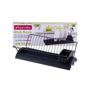 Сушилка для посуды Kamille 0769C, 41.5 см x 26 см x 11.5 см, пластик/металл, черный цв.