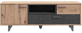 TV staliukas Forte, ąžuolo sp./pilka sp., 52.2 cm x 154.5 cm x 54.9 cm