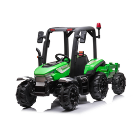 Bērnu elektriskais traktors Hatis Tractor with trailer and canopy, melna krās./zaļa krās.