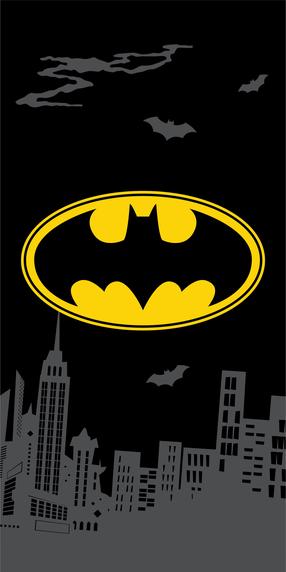  Paplūdimio rankšluostis Batman The Emblem, juoda sp./geltona sp., 140 cm x 70 cm