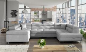 Kampinė sofa Letto Sawana 21, pilka sp., dešininė, 202 x 340 cm x 90 cm