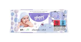 Детские влажные салфетки Happy, 64 шт.