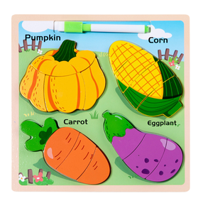 Medinė dėlionė Lean Toys 2in1 Vegetables, 22.5 cm, įvairių spalvų