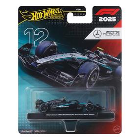 Žaislinis automobilis Mattel Hot Wheels Premium F1 Mercedes-Benz Kimi Antonelli JKD92, 1:64, mėlyna sp./juoda sp.