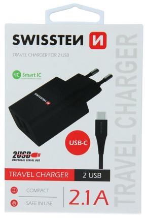 Telefono įkroviklis Swissten, USB/AC/DC, 120 cm