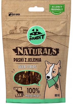 Skanėstas šunims Mr. Bandit Naturals Deer Stripes, elnių mėsa, 0.08 kg