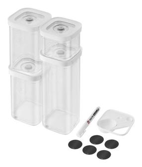 Контейнер для сыпучих продуктов, набор Zwilling Fresh & Save Cube, 0.320 - 1.7 л, прозрачный цв./белый цв.