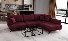 Kampinė sofa Larde Velvetmat 25, bordo sp., dešininė, 191 x 276 cm x 90 cm
