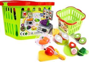 Veikala rotaļlietas, augļu un dārzeņu griešanas komplekts Lean Toys Super Market, daudzkrāsaina