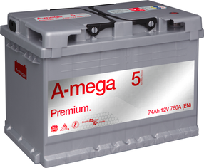 Аккумулятор A-mega Premium, 12 В, 74 Ач, 760 а