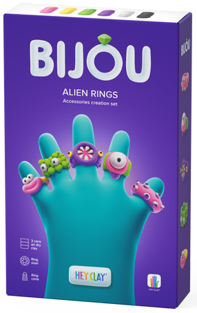 Molis Hey Clay Rings Aliens, įvairių spalvų