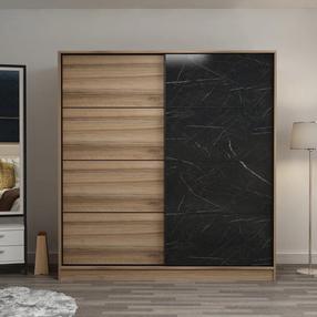 Skapis Kalune Design Kale 7169, brūna krās./melna krās., 52 cm x 220 cm x 210 cm
