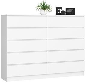 Komoda Akord K160, balta sp., 121 cm x 160 cm x 40 cm