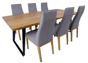 Valgomojo komplektas Home4you 19968, juodas/pilkas/rudas