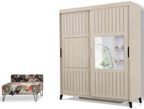 Skapis Kalune Design Fuga 190, ozola krās., 60 cm x 190 cm x 216 cm, ar spoguli