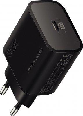 Telefoni laadija Promate PowerPort-20PD, USB-C, must v., 20 W