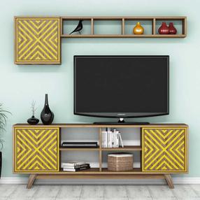 Секция Kalune Design İnci 845HCT3072, желтый цв./ореховый цв., 35 см x 160 см x 56.2 см