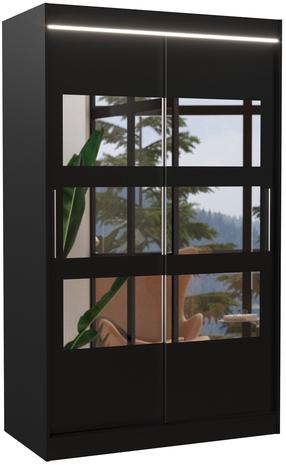 Riidekapp ADRK Kolorado LED, must v., 58 cm x 120 cm x 200 cm, peegliga