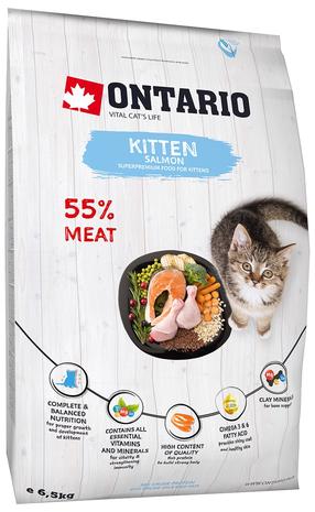 Sausā kaķu barība Ontario Kitten, lasis, 6.5 kg